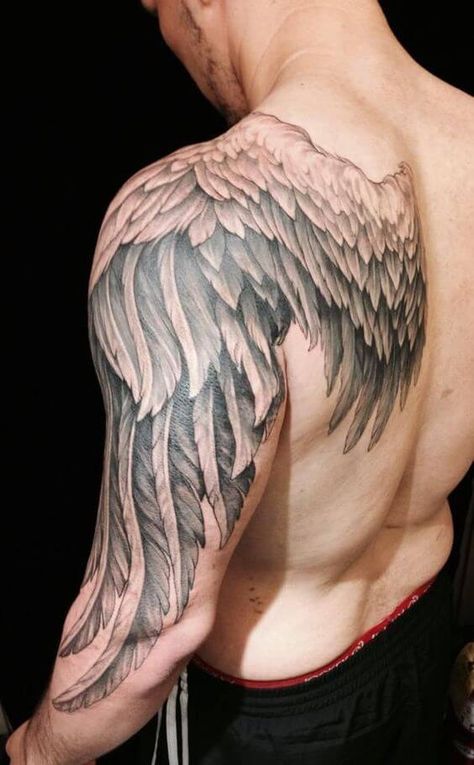 Wing Tattoos for Men - Ideas and Designs for Guys Chinese Tattoo Designs, Wing Tattoos On Back, Alas Tattoo, Bird Tattoo Back, Wing Tattoo Men, Mens Shoulder Tattoo, Angel Wings Tattoo, Wing Tattoo, Tattoo Kits