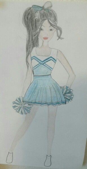 My drawing of a school cheerleader How To Draw A Cheerleader Easy, Cheerleader Sketch, Cheer Drawings, Cheerleader Drawing, School Cheerleader, Marker Ideas, Cheerleading Party, Avengers Drawings, Cheer Stuff