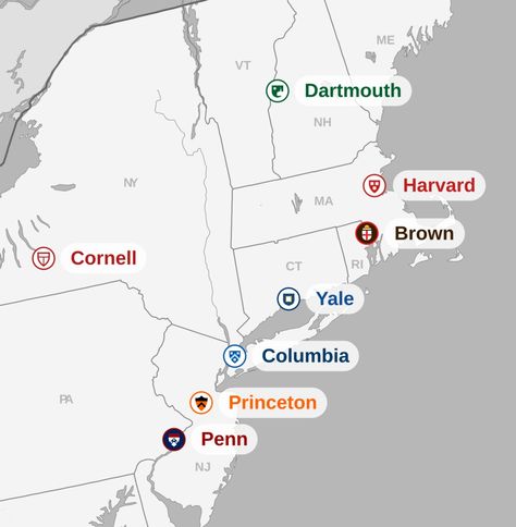 Ivy League Universities: A Geographic Journey Through America's Elite Institutions - Vivid Maps America University, Harvard Library, Ivy League Universities, Journalism School, The Ivy League, Map Of The United States, Ivy League Schools, United States Map, Harvard Business School