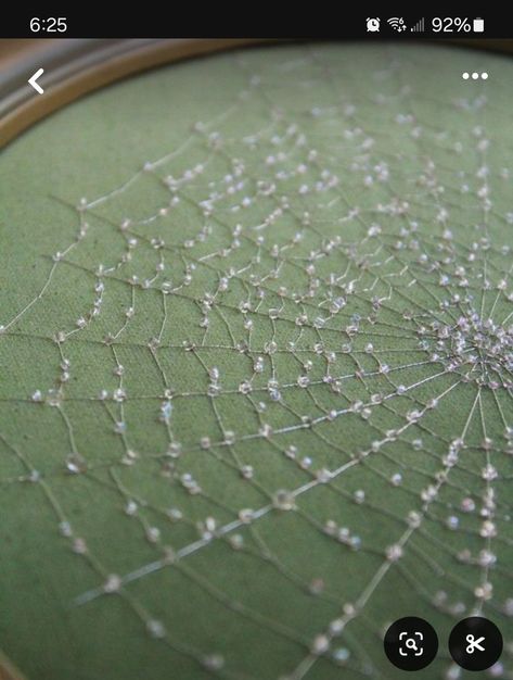 Embroider Spider Web, Embroidery With Beads Tutorial, Beading And Embroidery, Bead Embroidery Aesthetic, Spiderweb Embroidery Designs, Embroidering With Beads, Embroidery Beads Tutorial, Embroidered Spider Web, Easy Beaded Embroidery