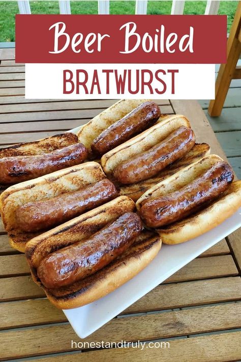 Boiling Brats Before Grilling, How To Cook Beer Brats, Grilled Brats Recipes, Beer Brat Recipes, Beer Brats Recipe Grilling, Brought Worst Sausage Recipes, Bratwurst Recipes Grilled, Beer Bratwurst Recipes, Bbq Brats