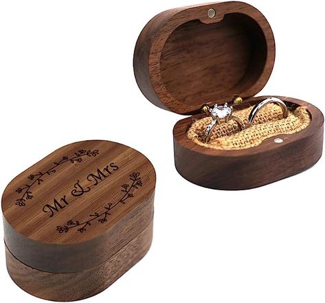 Amazon.com: Wedding Ring Box, Wood Ring box for Proposal, Rustic Mr & Mrs Carve Engagement Ring Holder Gift for Wedding Ceremony : Clothing, Shoes & Jewelry Carved Engagement Ring, Wedding Ring Box Wood, Ring Box Wood, Engagement Ring Holder, Wood Ring Box Wedding, Wooden Ring Box Wedding, Engraved Ring Box, Wooden Rings Engagement, Engagement Ring Holders