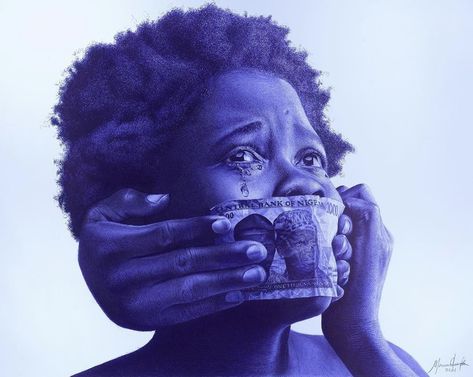 Oppression Photography Art, Afrosurrealism Photography, Black Oppression Art, Black And White Afrocentric Art, Black And White Afro Photography, Ballpoint Pen Art, Pen Art Work, Diy Abstract Canvas Art, Identity Art