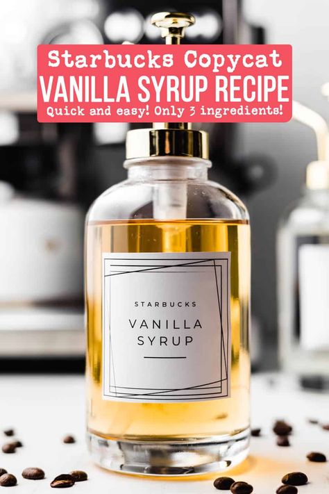 Starbucks Vanilla Syrup Recipe, Starbucks Brown Sugar Syrup, Starbucks Vanilla Syrup, Vanilla Syrup Recipe, Vanilla Coffee Syrup, Coffee Syrup Recipe, Starbucks Vanilla Latte, Homemade Espresso, Vanilla Syrup For Coffee