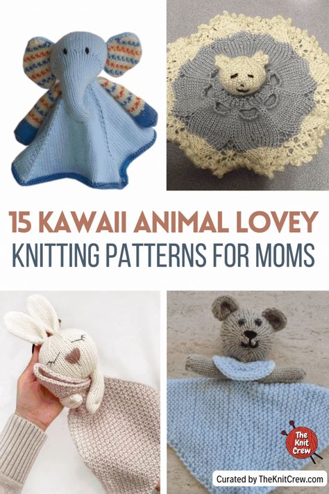 I made a list of animal lovey knitting patterns that you can make for your next knitting project. Perfect for gifting to babies on special occasions like birthdays and baby showers. Check out the entire collection of knit patterns and save your favorite for later. Knit patterns curated by TheKnitCrew. Knitted Lovey Pattern Free, Knitted Lovey, Knit Toys Free Pattern Stuffed Animals, Animal Security Blanket, Knitted Stuffed Animals, Bunny Blanket, Knitted Toys Free Patterns, Knit Toys, Lovey Pattern