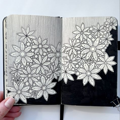 Attractive Drawing Ideas, First Page Drawing Ideas Sketchbook, Flower Zentangle Art, Ink Doodles Inspiration, Sketchbook Doodles Easy, Zentangle Art Ideas Creative, Doodle Art Drawing Creative, Zentangle Patterns Flower, Botanical Tangles