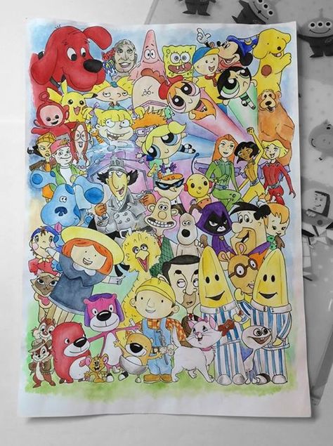 Yup I'm a 90s kid :) #childhood #90stvshow #drawing #cartoon 90s Nickelodeon Cartoons Tattoo, 90s Drawings Cartoon, Nickelodeon Tattoos Sleeve, Cartoon Mashup Tattoo, Disney Characters Tattoo Ideas, 90s Childhood Tattoo Ideas, 90’s Cartoon, 90s Drawings Ideas, 2000s Cartoon Tattoos