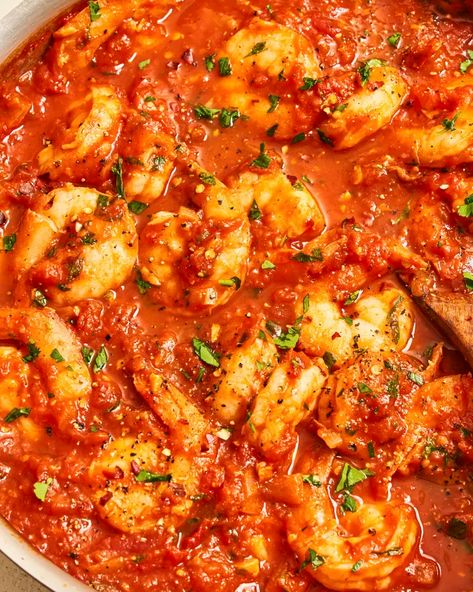 Fra Diavolo (Spicy and Fragrant) | Kitchn Diavolo Sauce Recipe, Fra Diavolo Sauce Recipe, Fra Diavolo Sauce, Shrimp Fra Diavolo Recipe, Fra Diavolo Recipe, Diavolo Sauce, Fra Diavolo, Spicy Tomato Sauce, How To Peel Tomatoes