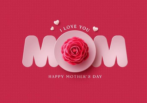 Happy mother's day vector design. Mother's day greeting card with mom paper cut text in red pattern background for mommy celebration decoration. Vector Illustration. Red Pattern Background, Mothers Day Advertising, Mothers Day Ad, Mothers Day Post, Paper Projects Diy, Mother's Day Promotion, Mother's Day Banner, Mather Day, Mother's Day Background