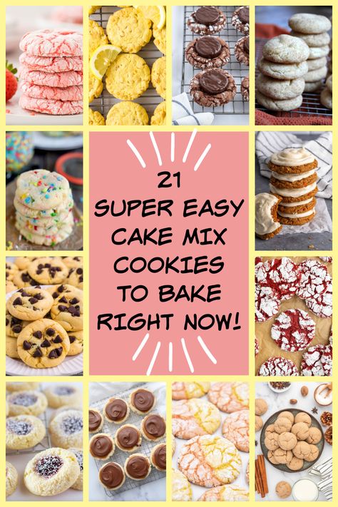 21 Super Easy Cake Mix Cookies to Bake Right Now! Recipe collection on RecipeBoy.com Box Cake Mix Cookie Recipes, Cake Mix Cookies With Frosting, Cake Mix And Pudding Cookies, Easy Cake Mix Cookies 3 Ingredients, Box Cookies Recipes, Cookies Made With White Cake Mix Boxes, Cookie Recipe With Cake Mix Easy, Cake Mix Cookies Recipes Easy, Vanilla Cake Mix Cookies Recipes