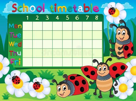 School timetable topic image 5 stock illustration School Welcome Bulletin Boards, Timetable Design, Kids Bulletin Boards, Timetable Ideas, Chart School, Birthday Board Classroom, Class Timetable, Classroom Essentials, Chart Paper