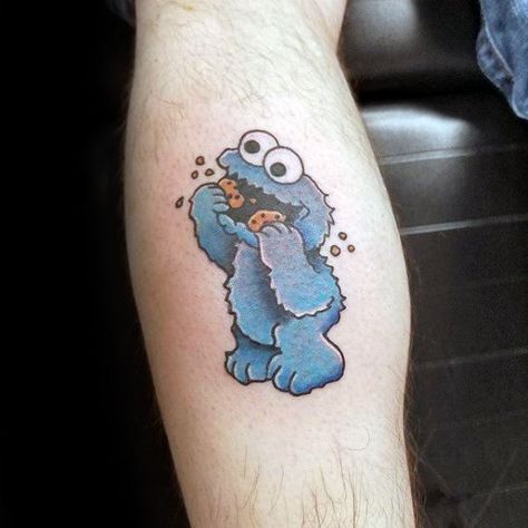 Cool Male Cookie Monster Tattoo Designs On Leg Calf Cookie Monster Tattoo, Monster Tattoo Designs, Monster Tattoos, Hase Tattoos, Monster Tattoo, Tattoos Pictures, Street Tattoo, Bug Tattoo, Tattoo Color