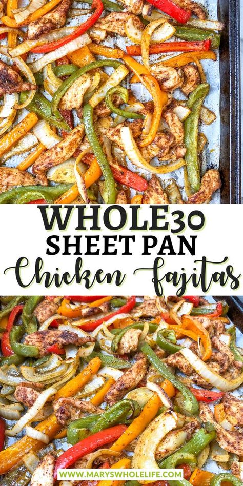 Sheet Pan Chicken Fajitas, Whole30 Dinner, Whole30 Dinner Recipes, Homemade Fajita Seasoning, Whole 30 Meal Plan, Easy Whole 30 Recipes, Pan Chicken Fajitas, Sheet Pan Chicken, Whole30 Dinners