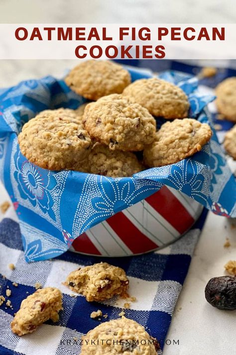 Oatmeal Fig Cookies, Fig Oatmeal Cookies, Pecan Cookies Easy, Pecan Cookies Recipes, Fig Cookies Recipe, Fig Oatmeal, Quick And Easy Sweet Treats, Dried Fig, The Best Oatmeal