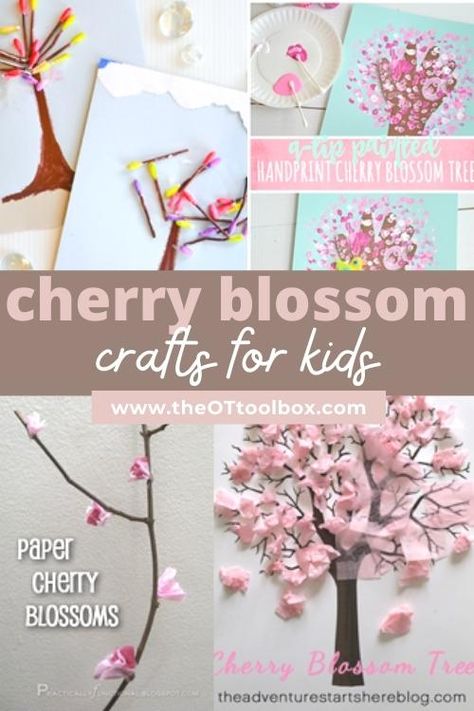 Cherry Blossom Crafts - The OT Toolbox Cherry Blossom Crafts, Spring Arts And Crafts, Fingerprint Crafts, Cherry Blossom Scent, Spring In Japan, Japan Spring, Cherry Blossom Painting, Finger Art, Joy Art