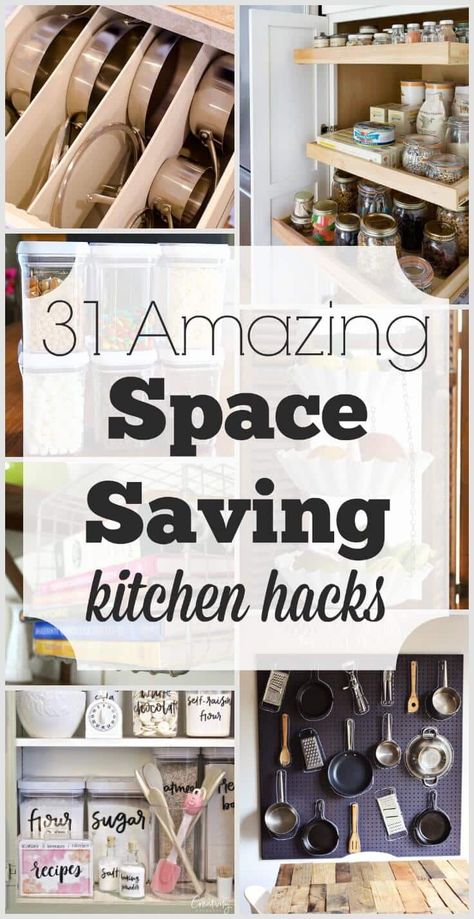 Diy Kitchen Hacks, Kitchen Hack, Diy Rangement, Kitchen Storage Hacks, Easy Hacks, Small Kitchen Organization, Small Kitchen Storage, Diy Kitchen Renovation, Space Saving Kitchen