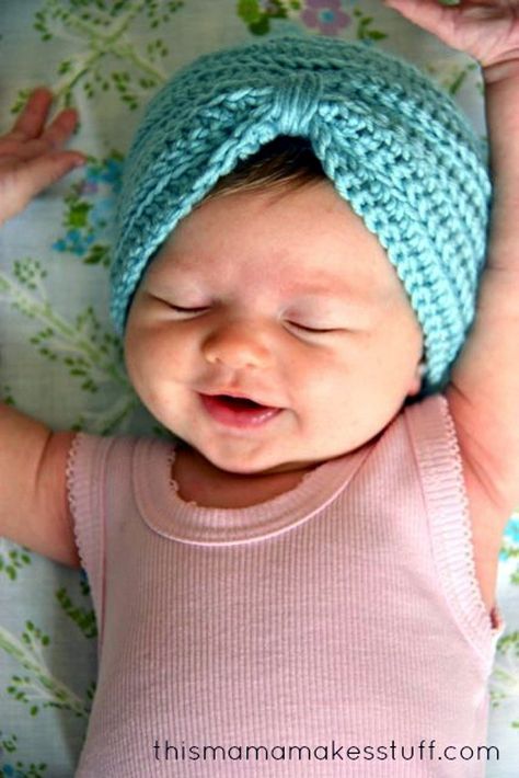 Baby Turban {FREE crochet pattern} | Simply Tale Crochet Newborn Hat Free Pattern, Crochet Hat Tutorial, Crochet Turban, Baby Turban Hat, Crochet Newborn Hat, Crochet Shawl Pattern Free, Crochet Knit Hat, Easy Crochet Projects