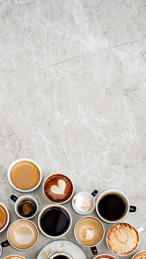 Assorted coffee cups on a marble textured background | free image by rawpixel.com / nook Coffee House Aesthetic Wallpaper, Minimalist Wallpaper Coffee, Cofee Astethic Wallpaper, Coffe Backgrounds Aesthetic Plain, Coffee Asthetics Wallpaper, Coffee Mug Wallpaper, Coffee Beige Aesthetic, Coffee Background Aesthetic, Beige Textured Wallpaper