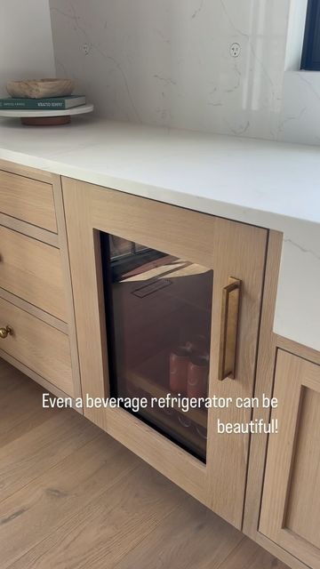 Kelly Griffiths on Instagram: "Save for later: an under counter beverage fridge can look beautiful too! Simply blend the fridge into your kitchen design with a glass paneled front.

Follow along for more design inspiration @the_english_modern 

#kitchen #kitchendesign #kitcheninspiration #kitchenappliances #winefridge #fridge @subzeroandwolf #whiteoak #cabinets #insetcabinets #homeinspo #designbuild #mydomaine #kitcheninspiration #interiordesignideas #interiordesigners" Fridge Flush With Cabinets, Whiteoak Cabinets, Built In Fridge Cabinet, Bespoke Fridge, Oak Pantry, Built In Fridge, Double Door Fridge, Fridge Cabinet, English Modern