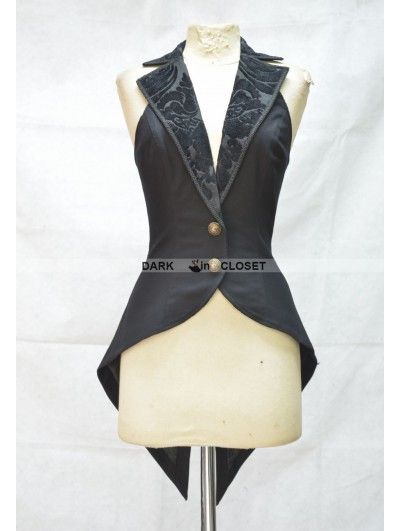 Pentagramme Black Tailcoat Style Gothic Waistcoat for Women Black Vest, Gothic Outfits, Steampunk Fashion, Costume Design, Gothic Fashion, Mode Outfits, A Black, The Back, Chic Style