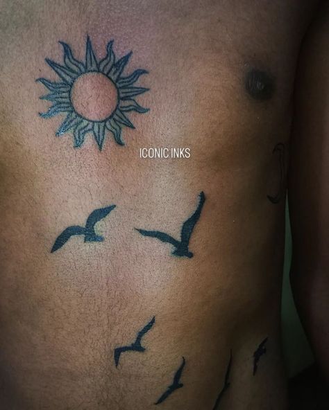 ICONIC ARTS #tattooideas #tattooartist #tattooideas #tattooart #bodyart Sun Tattoo Men, Star Tattoos For Men, Tattoos Back, Sun Tattoos, Sun Tattoo, Star Tattoos, Back Tattoo, Tattoo Art, Tattoos For Guys