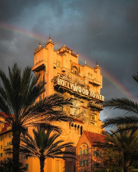 I have had some serious luck with rainbows in Disney Parks lately. I walked in to Hollywood Studios this past trip in a really weird half… | Instagram Mgm Studios, Tower Of Terror, Hollywood Studios, A Rainbow, Disney Parks, Walt Disney World, Disney World, Walt Disney, Tower