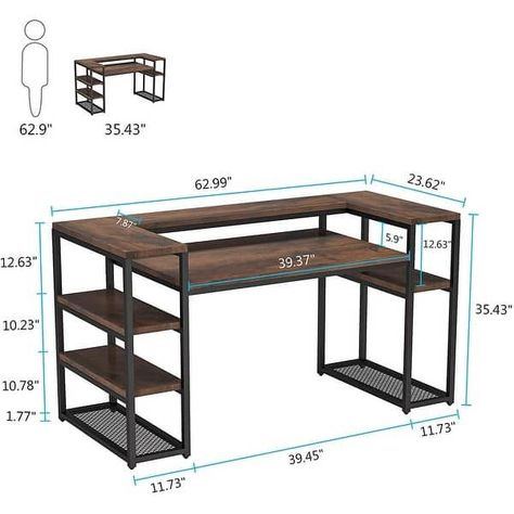 Computer Table Design, Regal Industrial, Open Storage Shelves, Steel Furniture Design, Bilik Air, Welded Furniture, Industrial Design Furniture, Metal Furniture Design, Office Furniture Design