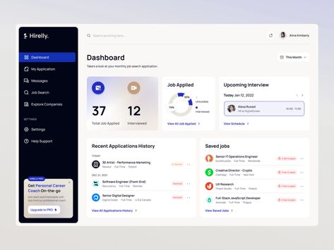 Job Board Dashboard by Fireart Studio on Dribbble App Design Layout, Job Website, Dashboard Ui, Web Design And Development, Job Portal, Dashboard Design, Job Board, Software Engineer, Web Development Design