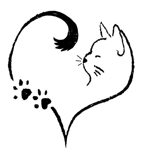 Cat Design Art, Silhouette Chat, Print Making Designs, Tato Henna, Doodle Tattoo, Cat Tattoo Designs, Cat Doodle, Cat Crafts, Dessin Adorable