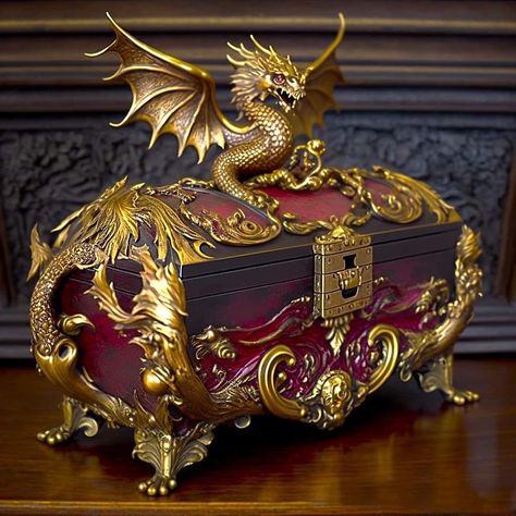 Dragon Altar, Dragon Furniture, Dragon Box, Fantasy Furniture, Dragon House, Dragon Artwork Fantasy, Perfume Bottle Art, Gothic Furniture, Dragon Decor