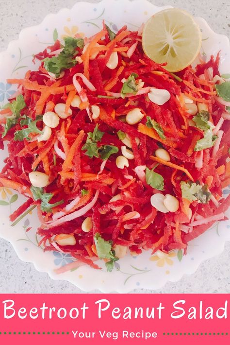 Beetroot Peanut Salad - Your Veg Recipe Peanut Salad Recipes, Salad Beetroot, Fancy Sandwich, Broccoli Salads, Salad Cabbage, Veg Salad Recipes, Diet Salad Recipes, Veg Salad, Salad Recipes Healthy Lunch