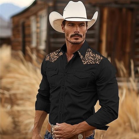 Outfit Cowboy, Vintage Western Style, Horse Race, Outdoor Vacation, Polyester Shirt, Cowboy Style, Brunei Darussalam, Western Shirt, Vintage Western