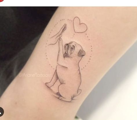 Dogs Tattoo, Pug Tattoo, A Pug, Pets Dogs, Dog Tattoos, Creative Tattoos, Tiny Tattoos, Pug, Tattoos For Women