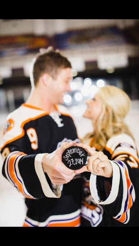 Hockey Engagement photos! #hockeyweddingtheme #hockeyweddingideas #hockeyweddingphotos #hockeyweddingevents #hockeyweddingdecorations #hockeyweddingcenterpieces #hockeyweddingcake #hockeywedding favors #icehockeywedding #hockeyweddingdress #hockeyweddinginvitations #hockeyweddingring #hockeyweddingreception #fieldhockeywedding #hockeyweddingshower Hockey Proposal Engagement, Hockey Wedding Photos, Hockey Wedding Theme, Hockey Engagement Photos, Hockey Wedding Cake, Hockey Wedding, Skating Photos, Engagement Photos Ideas, Photo Engagement