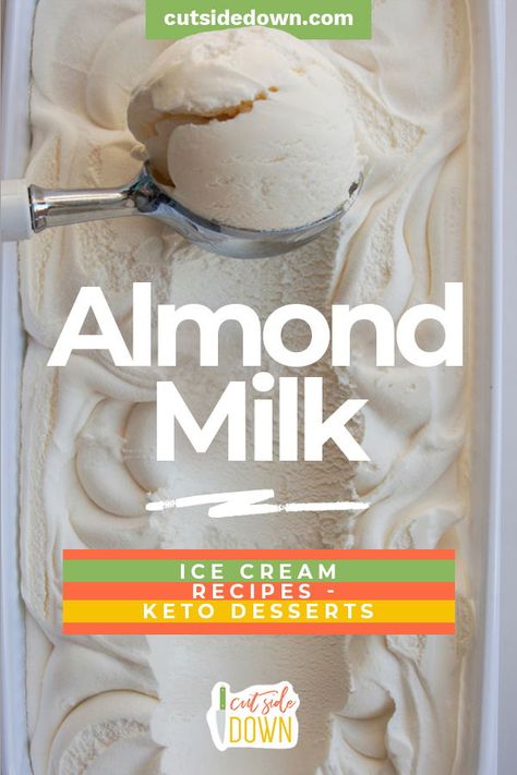 Ridiculously versatile, this vanilla almond milk ice cream recipe is perfect to help you stay dairy free (and keto)! #TheCutSideDownBlog #VanillaAlmondMilkIceCreamRecipe #DairyFreeVanillaIceCream #KetoVanillaIceCream #VeganVanillaIceCream Almond Milk Ice Cream Recipe, Milk Ice Cream Recipe, Dairy Free Vanilla Ice Cream, Almond Milk Ice Cream, Non Dairy Ice Cream, Vanilla Ice Cream Recipe, Ice Cream Maker Recipes, Dairy Free Ice Cream, Milk Ice Cream