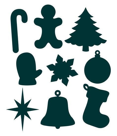 Printable Christmas Ornament Shapes Ornament Stencil Christmas, Cricut Christmas Cutouts, Simple Christmas Shapes, Christmas Shilloute, Christmas Cut Outs Templates, Christmas Ornament Shapes, Christmas Prints Art, Christmas Sillhoute, Christmas Elements Illustration