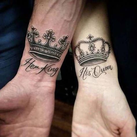 King Crown Tattoo, Queen Tattoos, King Queen Tattoo, Queen Tattoo Designs, Queen Crown Tattoo, Him And Her Tattoos, Husband Tattoo, Tattoo Maker, Couple Tattoos Unique