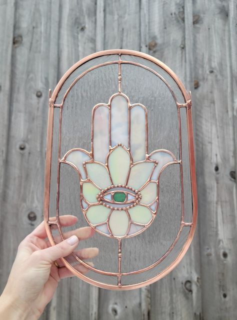 Chakra Stained Glass Pattern, Hamsa Mosaic, Stained Glass Lotus, Evil Eye Hanging, Hamsa Art, Evil Eye Art, Mosaic Inspiration, Bee Hives, Glass Diy