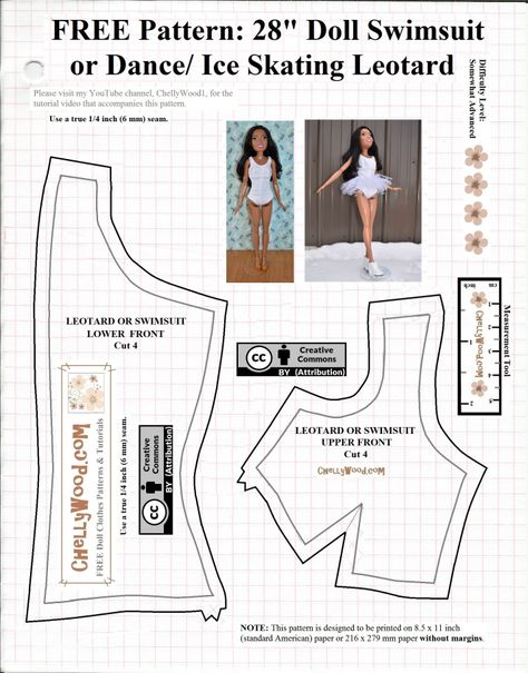 Leotard or Swimsuit FRONT free printable Pattern B for 28 Inch Barbie (or other 28-inch Doll Clothes) Leotard Pattern, Free Doll Clothes Patterns, Miniature Clothes, Free Printable Sewing Patterns, Free Barbie, Barbie Sewing, Sewing Barbie Clothes, Barbie Sewing Patterns, Barbie Doll Clothing Patterns