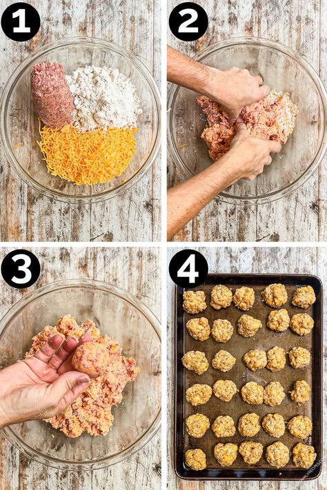 Discover the joy of simplicity and flavor with these easy Red Lobster Cheddar Bay Biscuit Sausage Balls—your go-to for the best sausage ball recipe that's perfect for breakfast, brunch, or a holiday appetizer. Featuring a delightful blend of breakfast sausage and sharp cheddar, these easy sausage balls are a crowd-pleasing sensation. Effortless to make ahead and freezer-friendly, elevate your snack game with these bites that promise to steal the show at any gathering. Bisquick Sausage Balls Original, Cheddar Bay Biscuit Sausage Balls, Biscuit Sausage Balls, Cheddar Bay Sausage Balls, Best Sausage Ball Recipe, Easy Sausage Balls, Easy Sausage Balls Recipes, Sausage Ball, Salads Appetizers