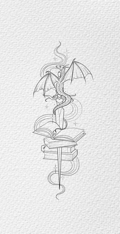 Book Dragon Tattoo, Book Inspired Tattoos, Books Tattoo, Bookish Tattoos, Fantasy Tattoos, Geniale Tattoos, Book Tattoo, Spine Tattoos, Subtle Tattoos