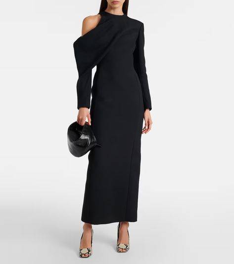 Tray asymmetric maxi dress in black - Khaite | Mytheresa International Clothing, Style Maxi Dress, Parisian Style, Black Maxi Dress, London Fashion Week, Milan Fashion Week, New York Fashion Week, Paris Fashion Week, Givenchy