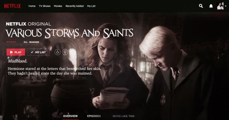 Various Storms And Saints Dramione, Draco And Hermione Fanfiction, Netflix Home, Draco And Hermione, Netflix Originals, Netflix Series, Home Tv, Hermione, Hogwarts