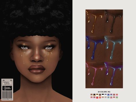 The Sims Resource - Gold Tears | Eyeliner N36 Gold Tears, Curved Eyebrows, Makeup Cc, Unusual Clothes, Sims 4 Game Mods, Sims 4 Cc Makeup, Sims Four, Sims4 Clothes, Sims 4 Collections