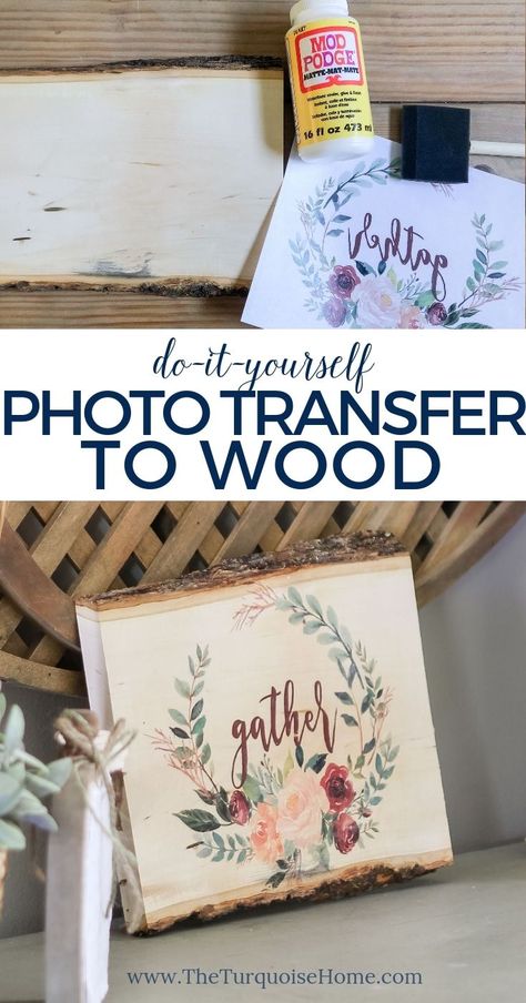 Ho to DIY photo transfer to wood with a free printable! Diy Photo Transfer, Transfer To Wood, Photo Transfer To Wood, Wood Transfer, Diy Hanging Shelves, Foto Transfer, Wine Bottle Diy Crafts, Diy Bricolage, Photo Transfer