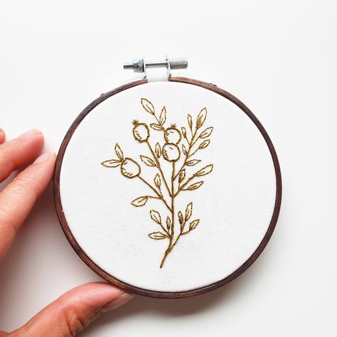 Olive Embroidery Patterns, Olive Tree Embroidery, Olive Branch Embroidery, Olive Embroidery, Leaves Cross Stitch, Branch Embroidery, Etsy Embroidery, Modern Embroidery Kit, Mountain Farm