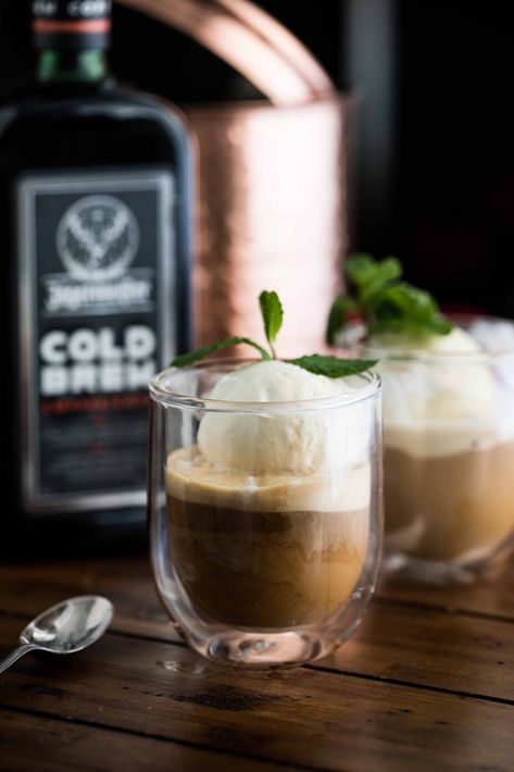 Meister Affogato - Jagermeister Cold Brew Inspired Amaro Affogato | Liquid Culture Ice Cream Mint, Eggnog Ice Cream, Cold Brew Recipe, Alcoholic Desserts, Boozy Desserts, Mint Ice Cream, Toffee Pudding, Love Or Hate, Sticky Toffee Pudding