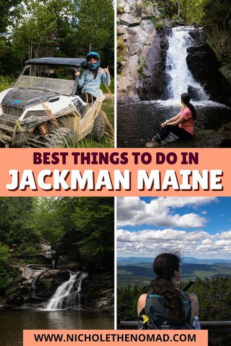 pinterest pin for the best things to do in jackman maine Photography Hiking, Northern Maine, United States Photography, Maine Travel, Hiking Photography, Photography New York, Adventure Guide, Oregon Washington, Tips For Traveling