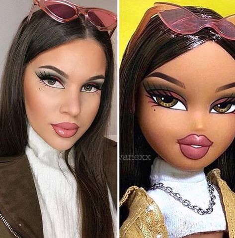 Bratz Yasmin Makeup, Bratz Inspired Makeup, Bratz Makeup Look, Jade Costume, Bratz Costume, Bratz Halloween, Bratz Doll Makeup, Bratz Halloween Costume, 80s Makeup