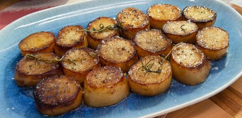 Melting Potatoes by Katie Lee Biegel Food Network The Kitchen, Melting Potatoes Recipe, Melting Potatoes, Potato Dinner, Potatoes Recipe, Potato Dishes, Vegetable Sides, Veggie Sides, Vegetable Side Dishes